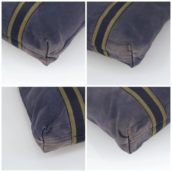 HERMES Fourre Tout cabas Tote Bag Canvas Navy Khaki Auth bs20268 - Picture 14 of 16